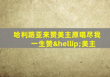 哈利路亚来赞美主原唱尽我一生赞…美主
