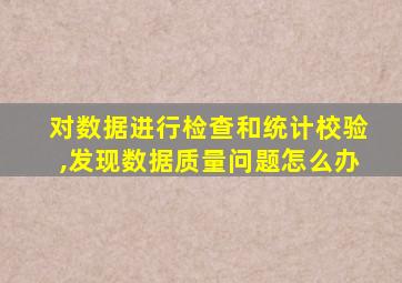 对数据进行检查和统计校验,发现数据质量问题怎么办